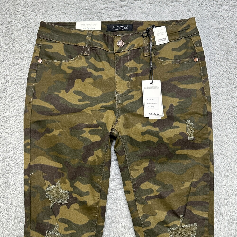NWT Judy Blue Camo Skinny Jeans Womens 9/29 Green Camouflage Stretch Denim